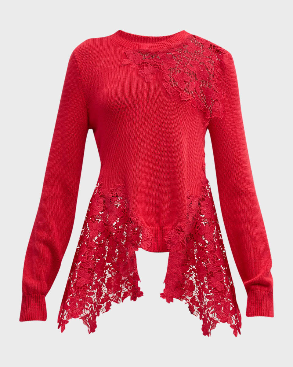 Gardenia Lace Insert Knit Sweater